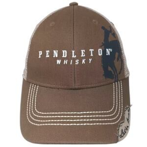 Pendleton Whisky Brown Beige Trucker Hat Snapback OS Let'er Buck Bucking Horse